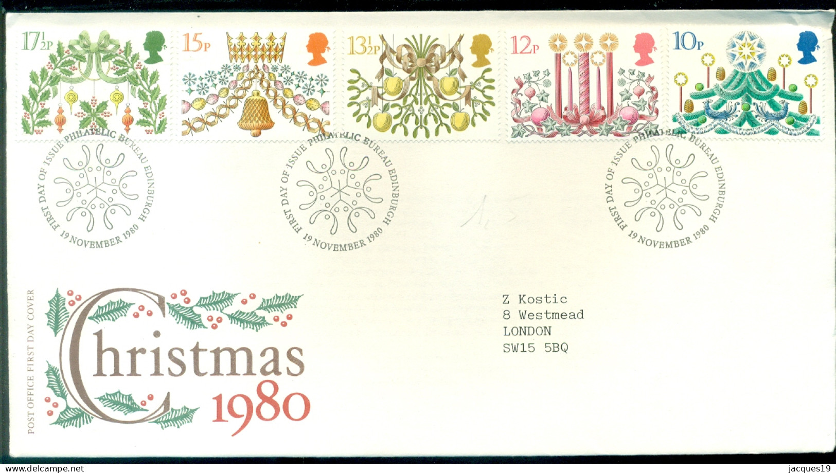 Great Britain 1980 FDC Christmas - 1971-1980 Decimal Issues