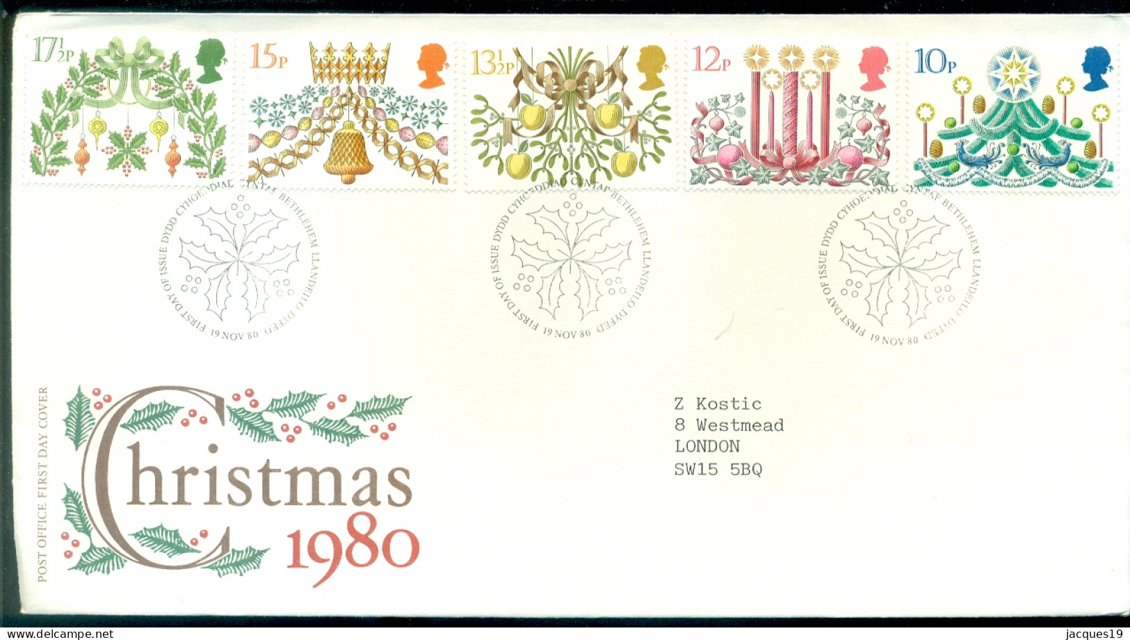 Great Britain 1980 FDC Christmas - 1971-1980 Decimal Issues