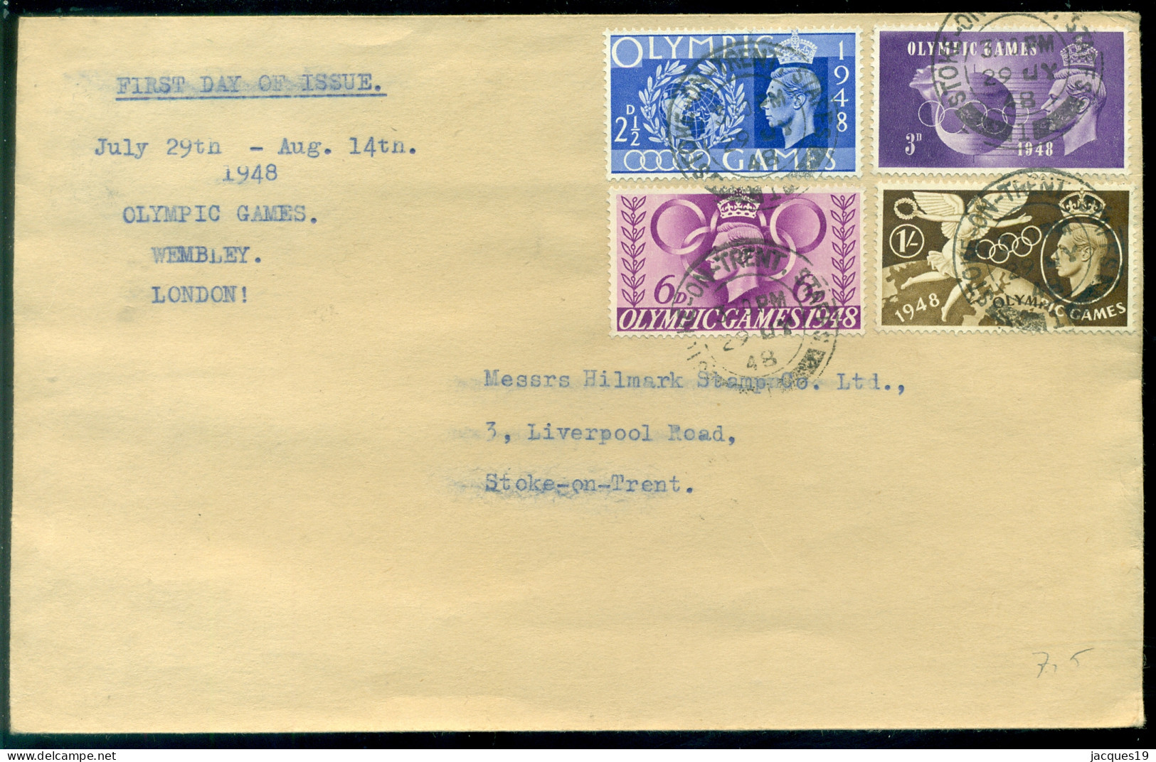 Great Britain 1948 FDC Olympic Games SG 495-498 - ....-1951 Pre-Elizabeth II