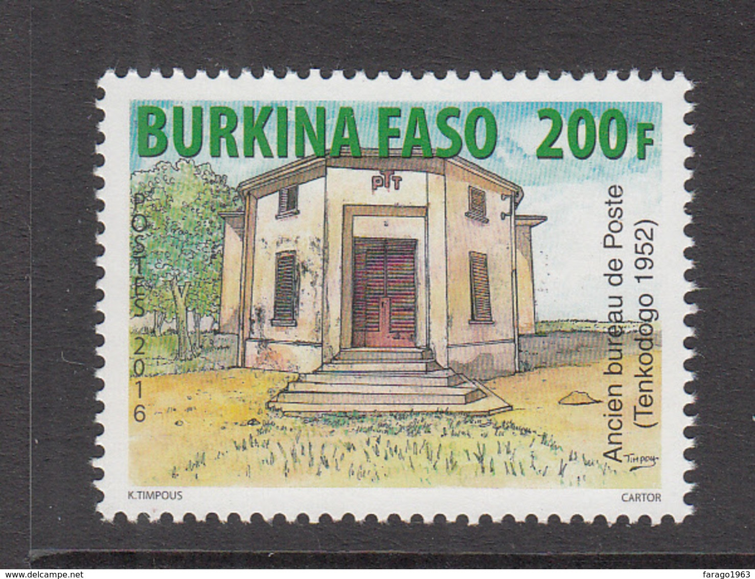 2016 Burkina Faso Old Post Office Bureau Du Poste   Complete Set Of 1   MNH - Burkina Faso (1984-...)
