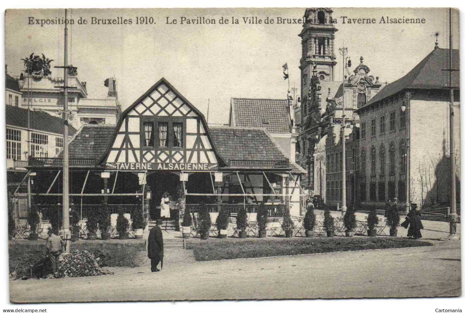 Exposition De Bruxelles 1910 - Le Pavillon De La Ville De Bruwelles Et La Taverne Alsacienne - Expositions Universelles