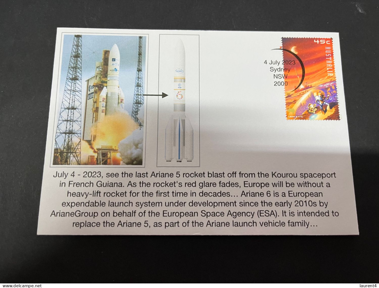 10-10-2023 (4 U 47) France - Ariane 5 Rocket Final Blast In Kourou (4-7-2023) French Guyana (space Planet Stamp) - Other (Sea)