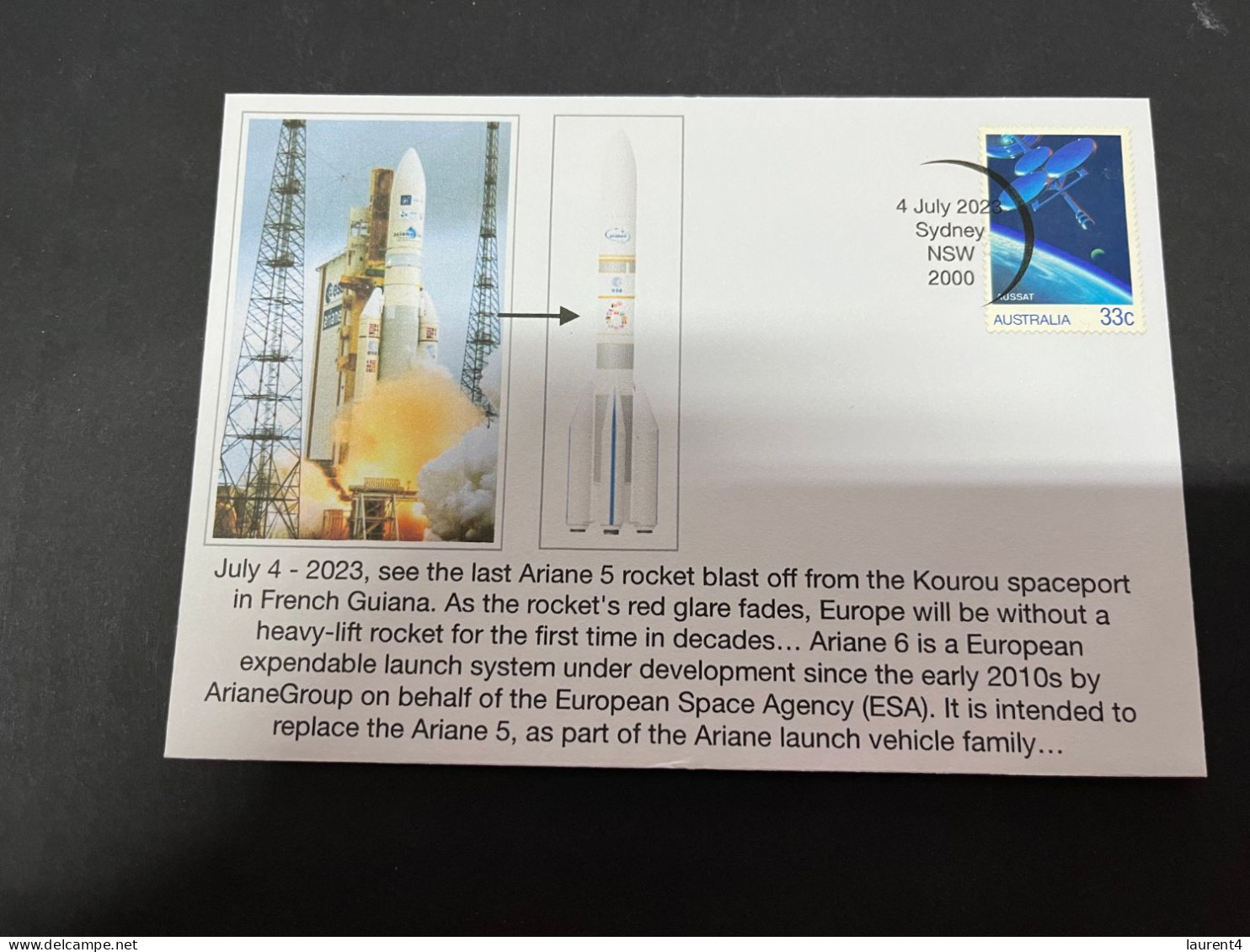 10-10-2023 (4 U 47) France - Ariane 5 Rocket Final Blast In Kourou (4-7-2023) French Guyana (satellite Stamp) - Other (Sea)