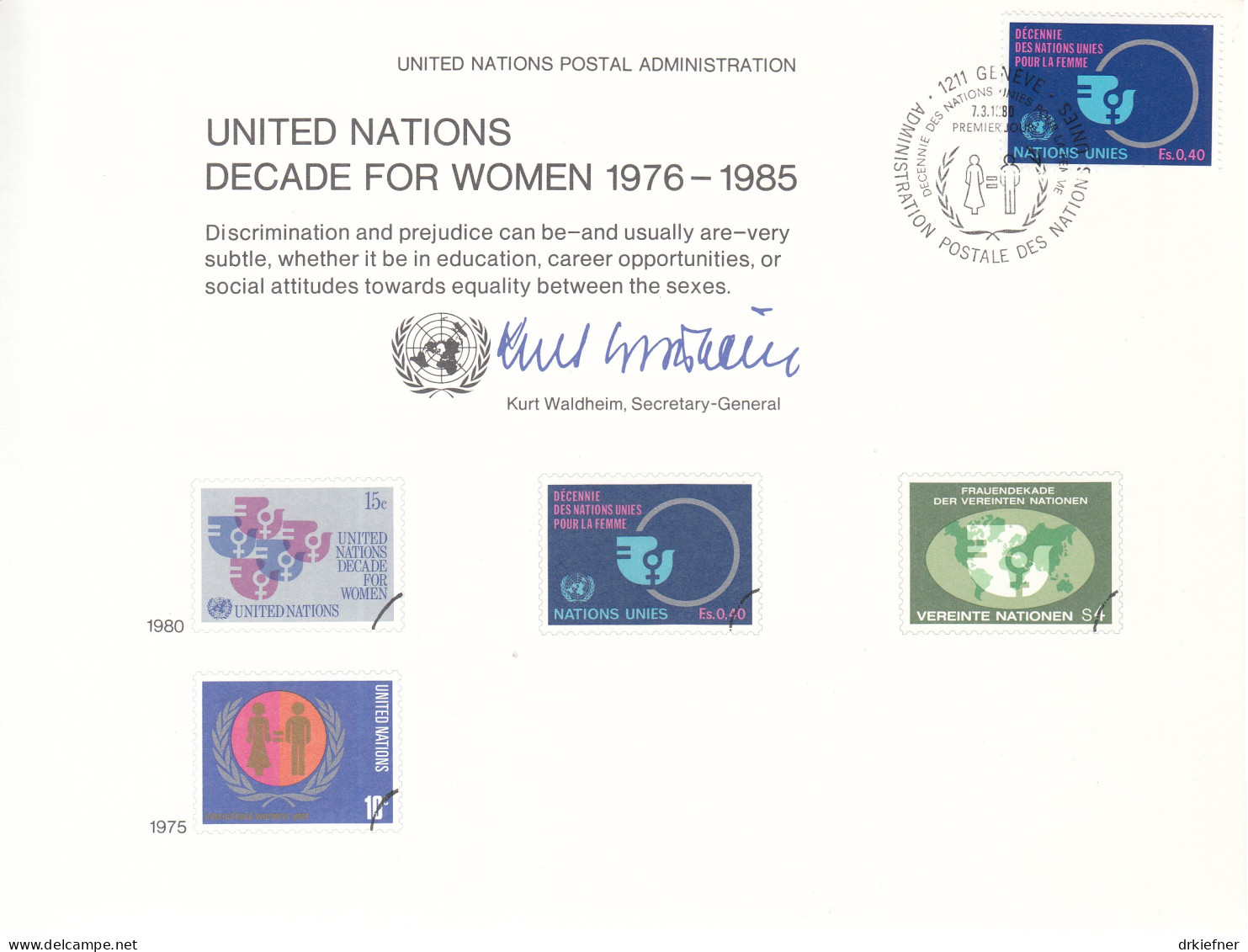 UNO NEW YORK  Erinnerungskarte 17, G-FDC, Frauendekade, 1980 - Lettres & Documents