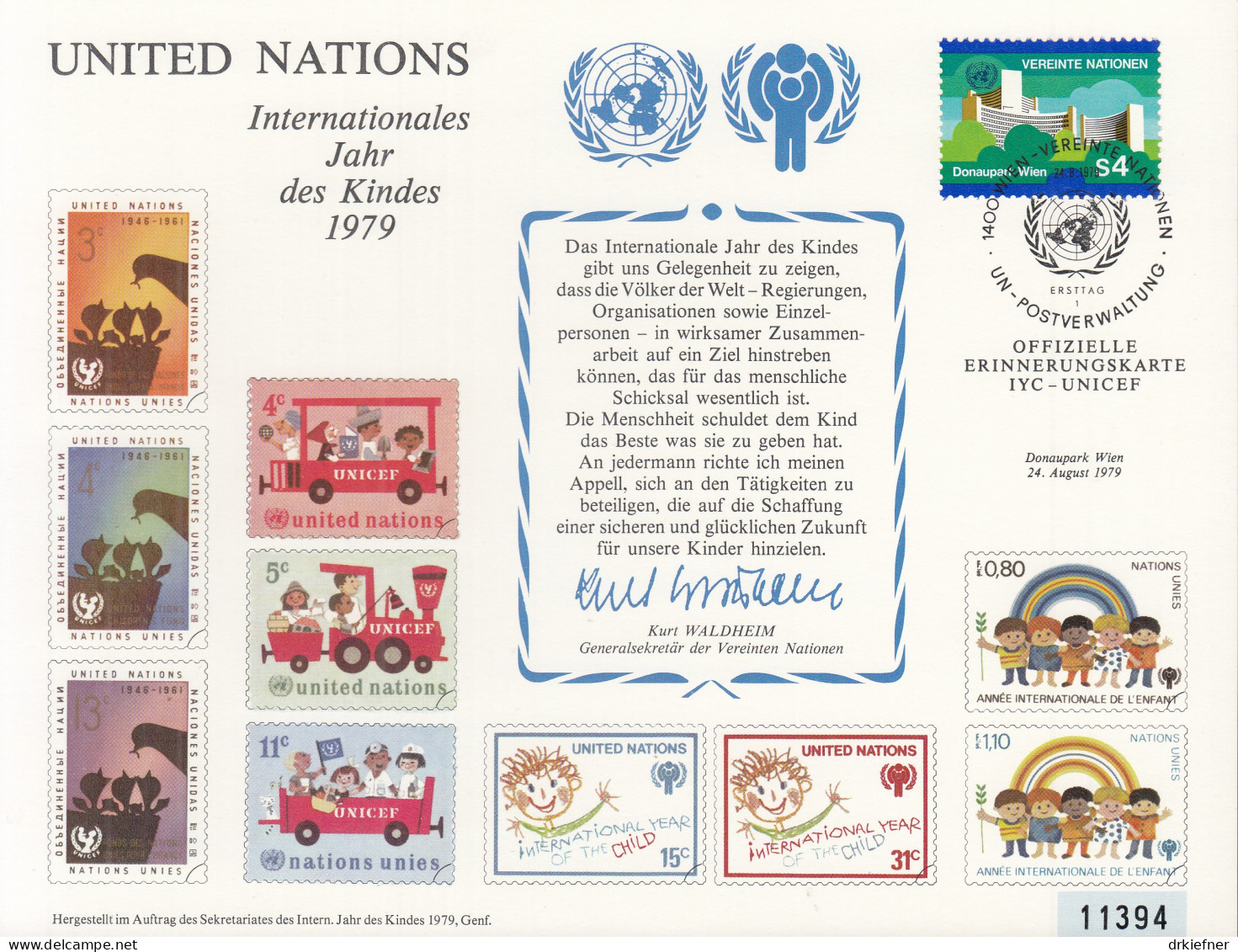 UNO NEW YORK  Erinnerungskarte 15, W-FDC, Deutsch, 10 Jahre Jahr Der Jugend, 1979 - Lettres & Documents