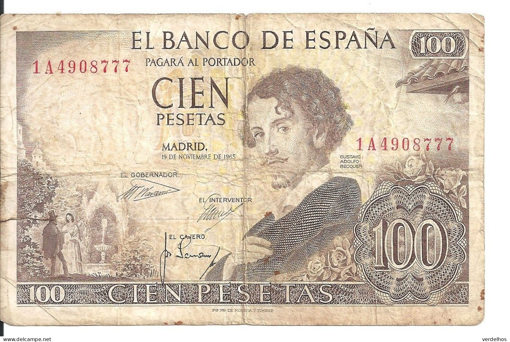 ESPAGNE 100 PESETAS 1965 VF P 150 - 100 Peseten