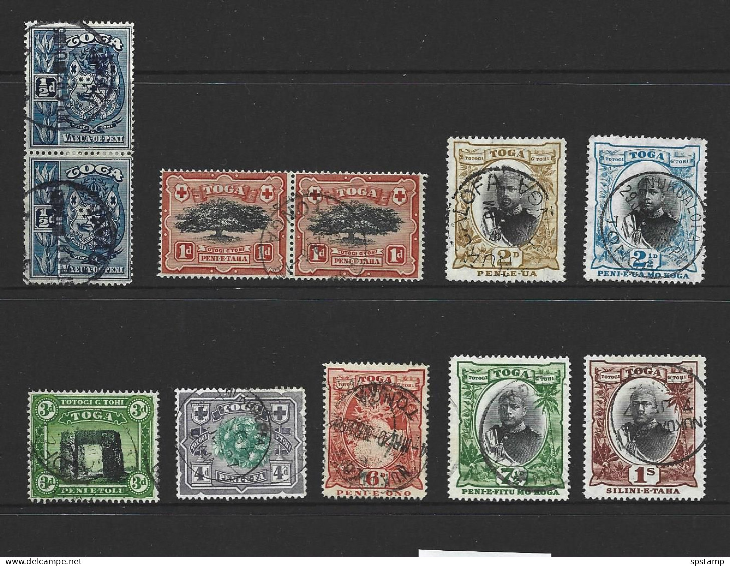 Tonga 1897 Turtle Watermark Definitives 9 Values To 1 Shilling FU Including 2 Pairs - Tonga (...-1970)