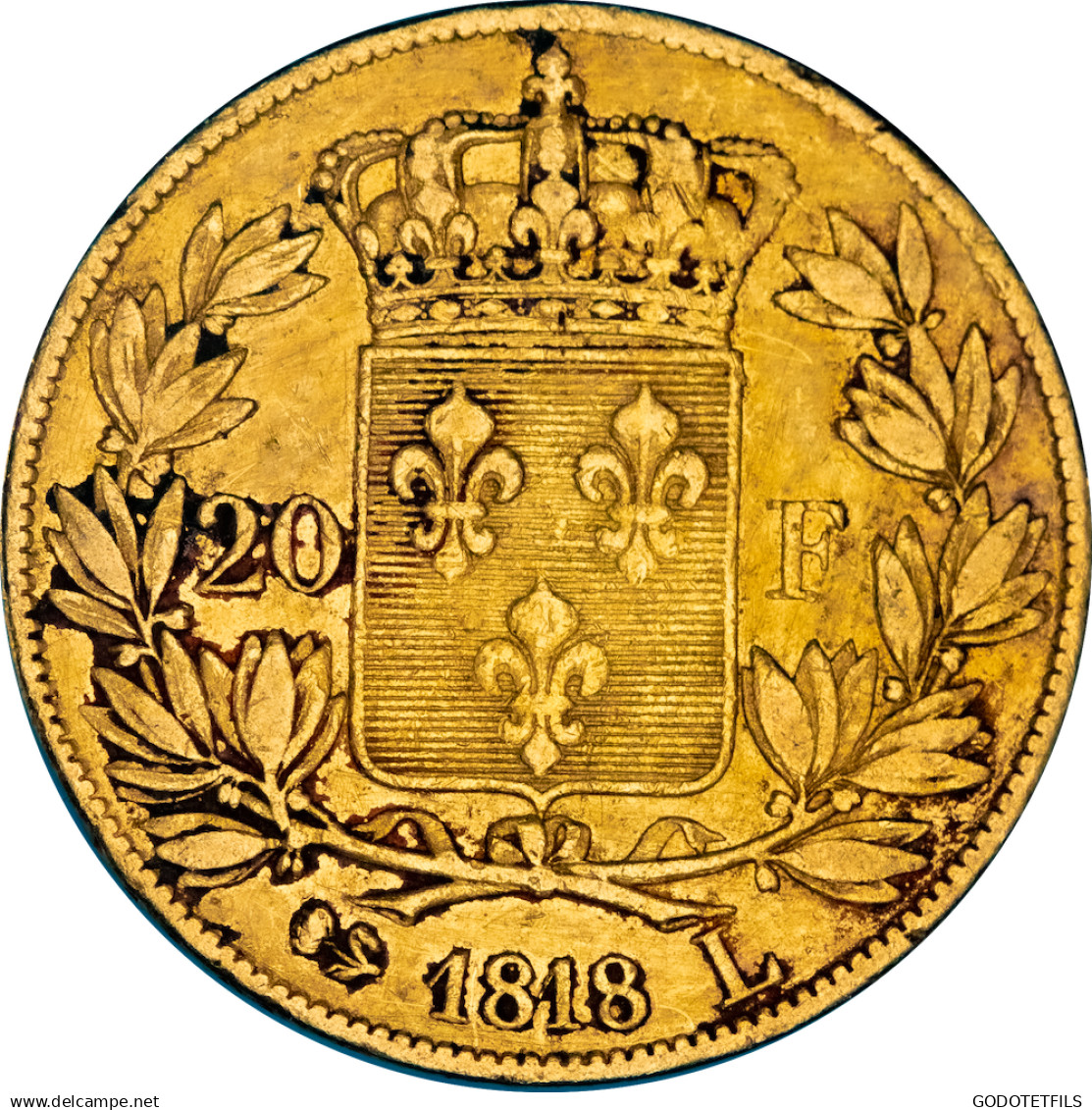 Restauration 20 Francs Or Louis XVIII 1818 Bayonne - 20 Francs (or)