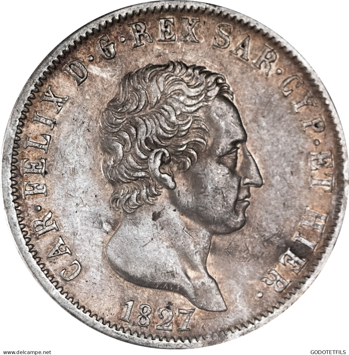 Royaume De Sardaigne - 5 Lire Charles Félix 1827 Ancre - Italian Piedmont-Sardinia-Savoie