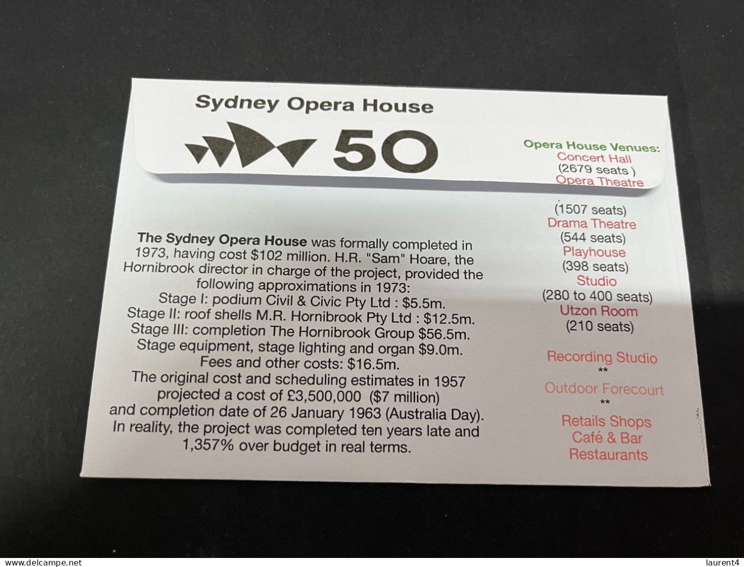 10-10-2023 (4 U 47) Sydney Opera House Celebrate 50th Anniversary (10-10-2023) FDI Cover - Cartas & Documentos