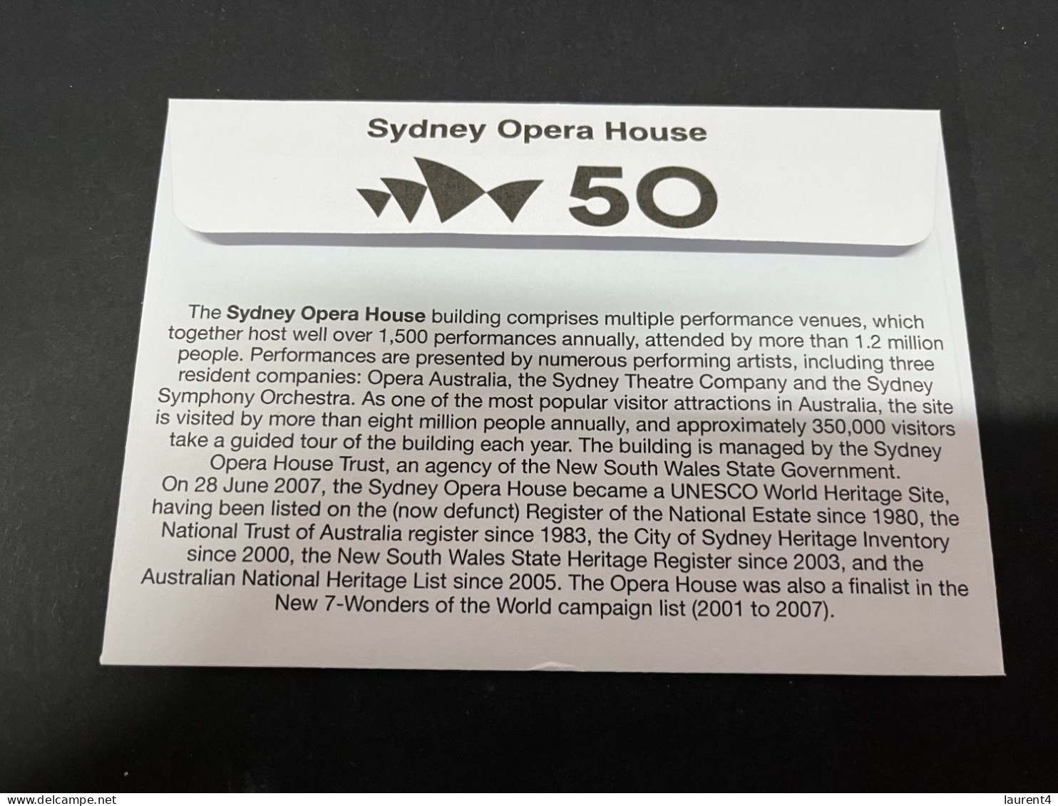 10-10-2023 (4 U 47) Sydney Opera House Celebrate 50th Anniversary (10-10-2023) FDI Cover - Brieven En Documenten