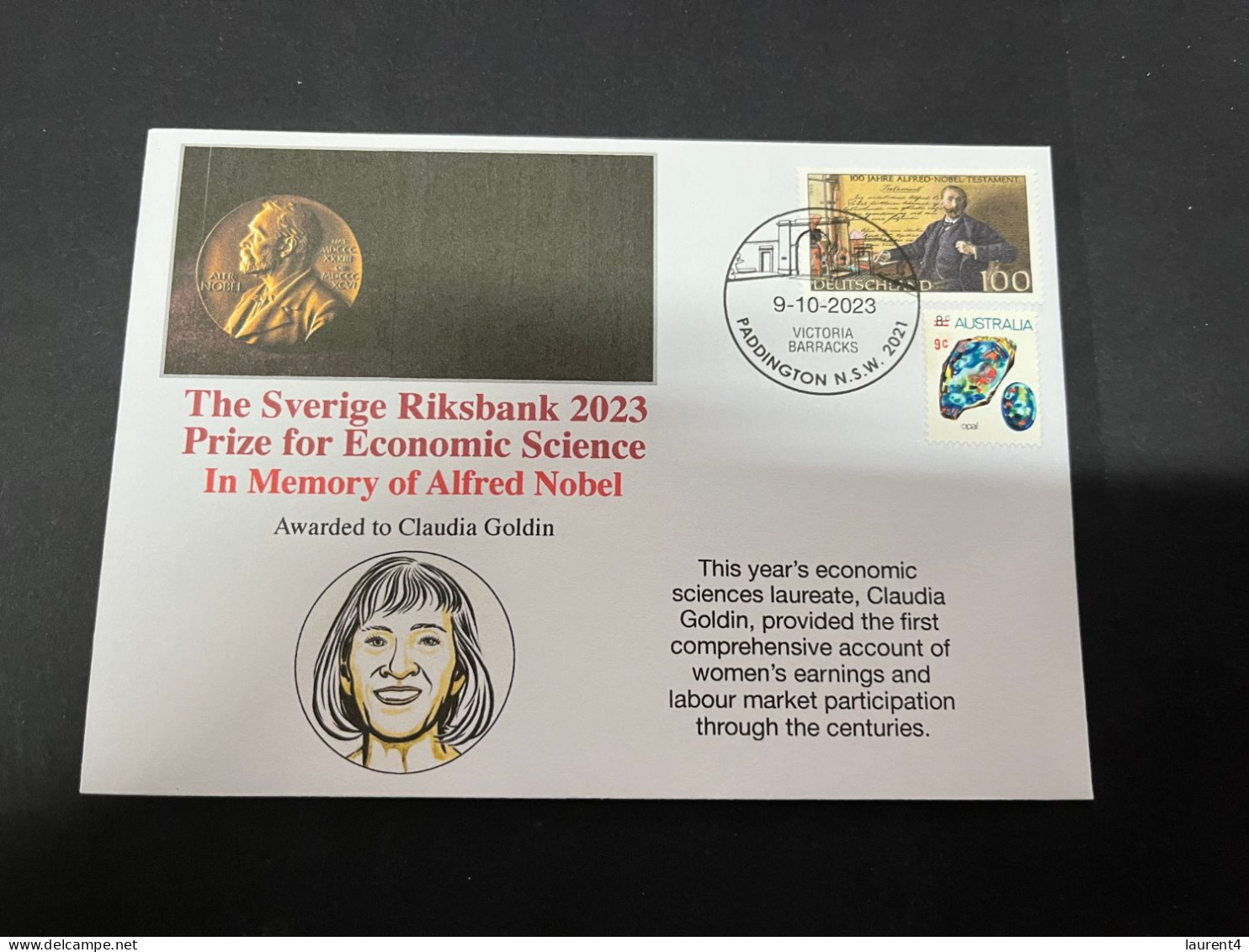 10-10-2023 (3 U 47) Nobel Economic Prize Awarded In 2023 - 1 Cover - Nobel Germany + OZ Stamp (postmarked 9-10-2022) - Altri & Non Classificati