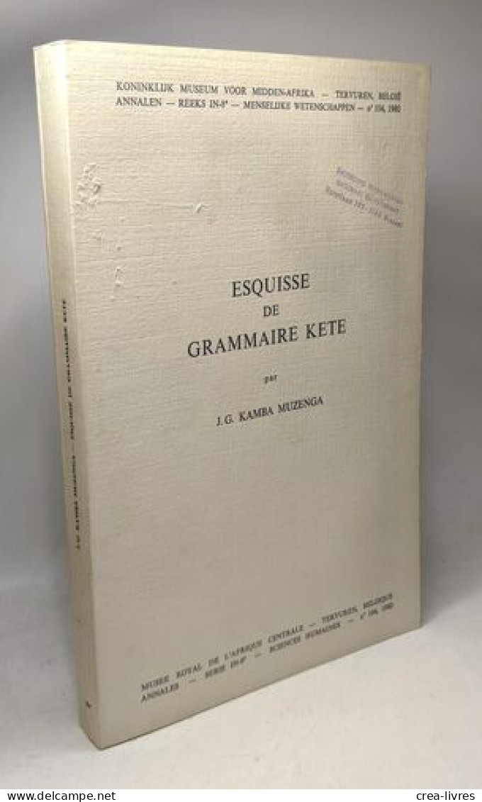 Esquisse De Grammaire Kete - Sciences