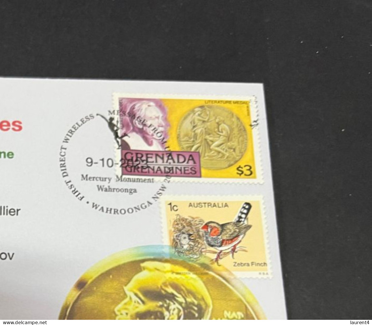 10-10-2023 (3 U 47) Nobel Prize Laureates For 2023 - 1 Cover -  Grenada Nobel + OZ Stamp (postmarked 9-10-2022) - Otros & Sin Clasificación