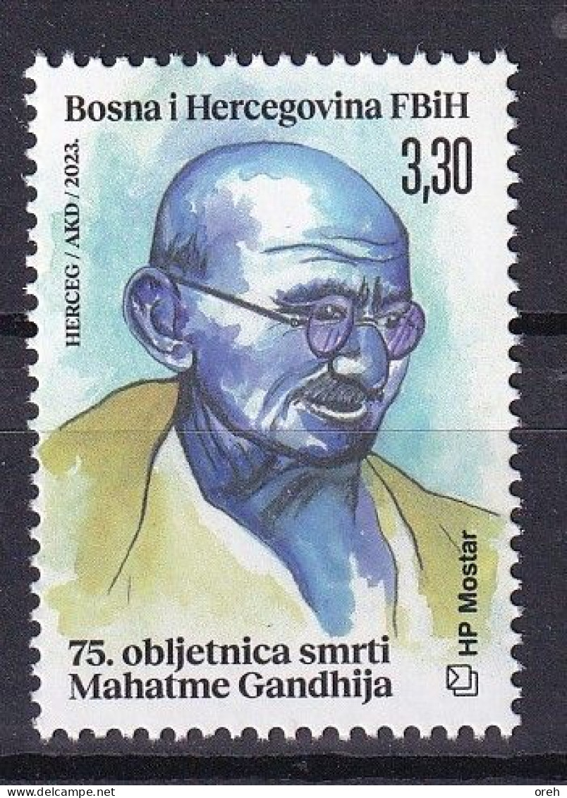 BOSNIA AND HERZEGOVINA 2023,POST MOSTAR, 75th DEATH ANNIVERSARY,MAHATMA GANDHI ,INDIA,SHEET,MNH - Mahatma Gandhi