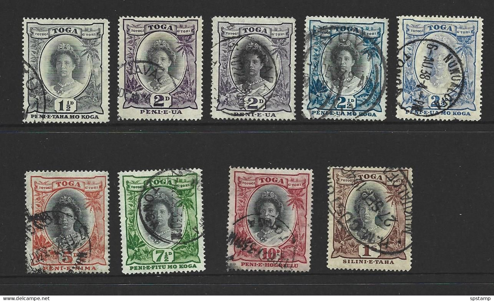 Tonga 1920 - 1935 Queen Salote Definitive Set Of 9 FU - Tonga (...-1970)