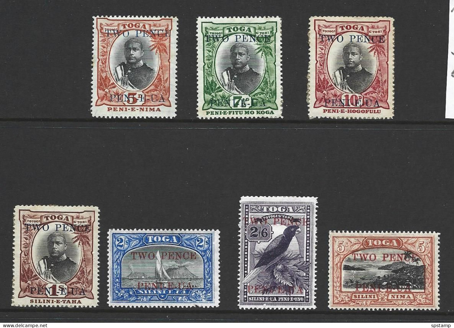 Tonga 1923 2d Surcharges Set Of 7 FM - Tonga (...-1970)