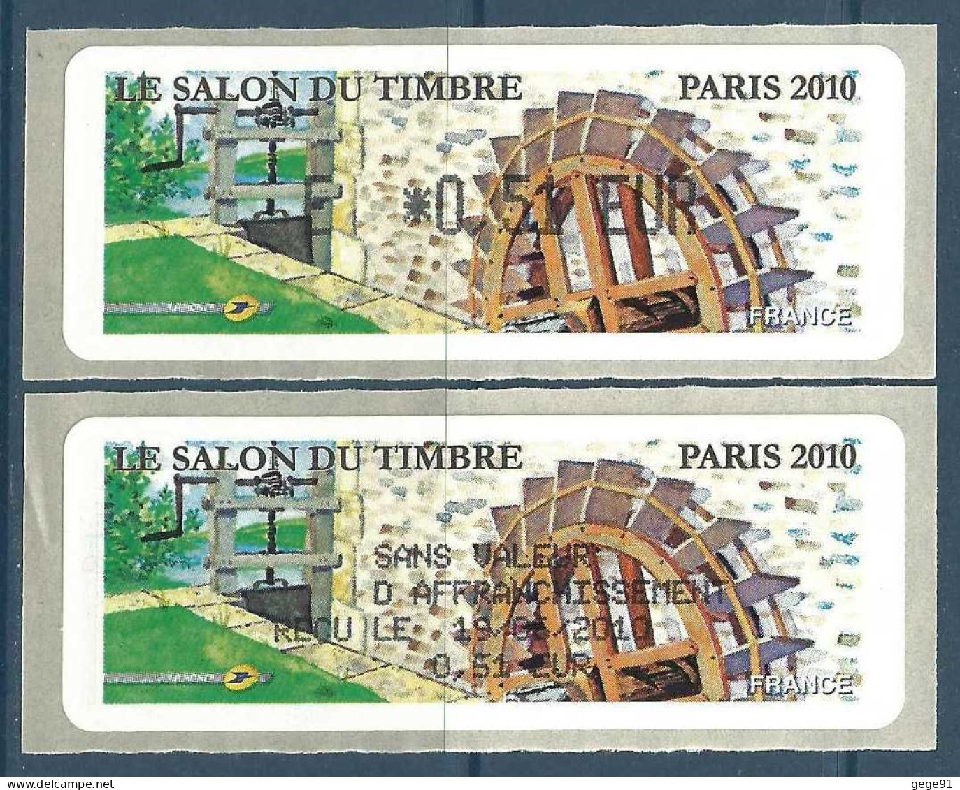 Vignette De Distributeur Lisa - ATM Avec Reçu - Moulin - Roue à Aubes - 1999-2009 Geïllustreerde Frankeervignetten