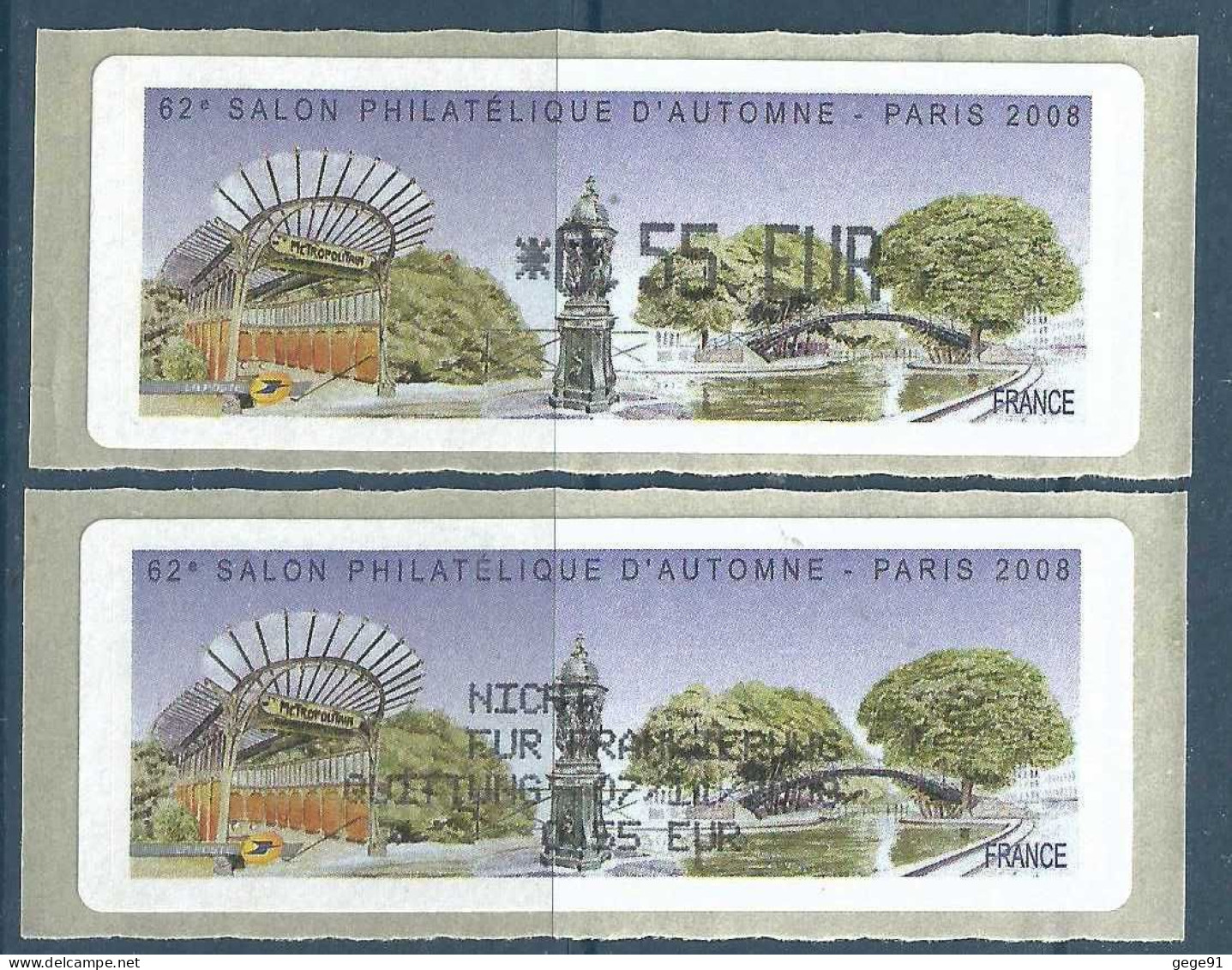 Vignette D'affranchissement - LISA - Paris - Métro - Fontaine Wallace - Canal Saint Martin - Avec Reçu En Allemand - 1999-2009 Illustrated Franking Labels