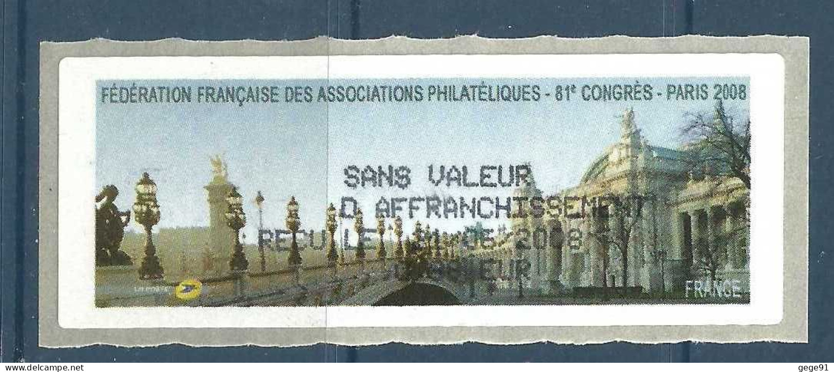 Reçu De Vignette De Distributeur LISA - ATM - Pont Alexandre III - Grand Palais - Paris - 1999-2009 Illustrated Franking Labels