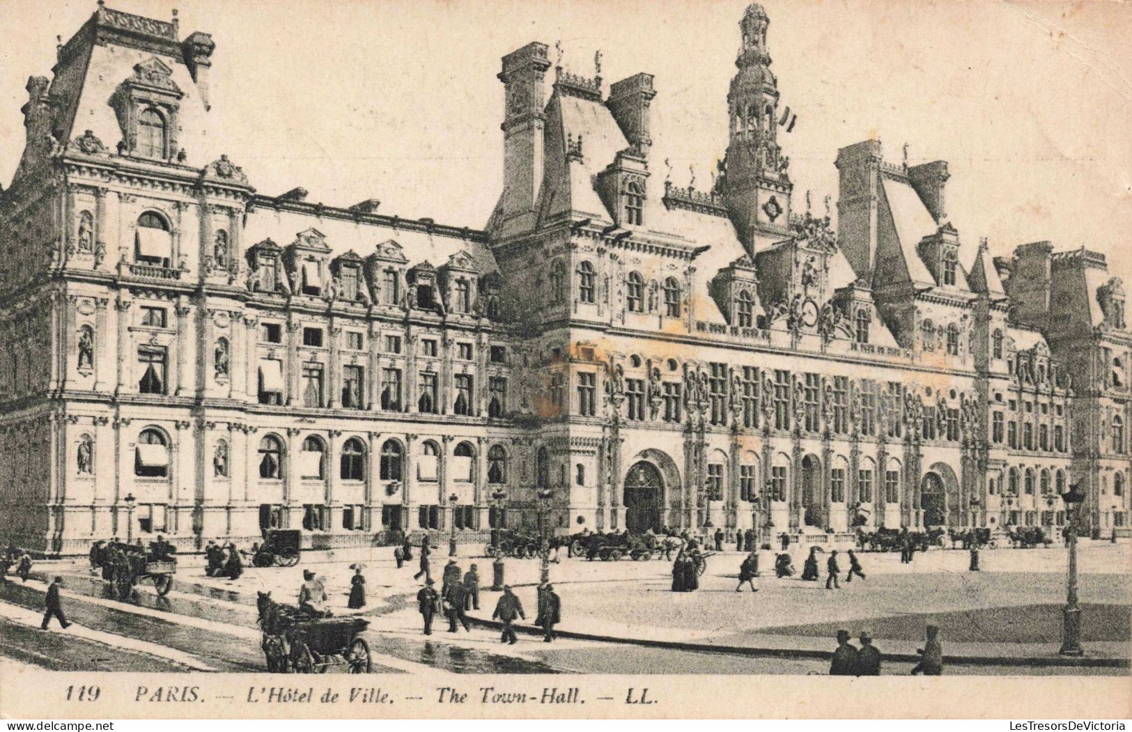 FRANCE - Paris - L'hôtel De Ville - Animé - Carte Postale Ancienne - Cafés, Hôtels, Restaurants