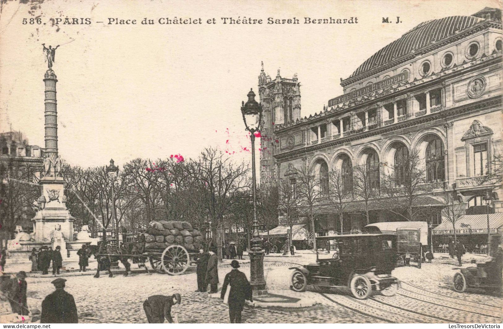 FRANCE - Paris - Place De Chatelet Et Théâtre Sarah Bernhardt - Carte Postale Ancienne - Plätze