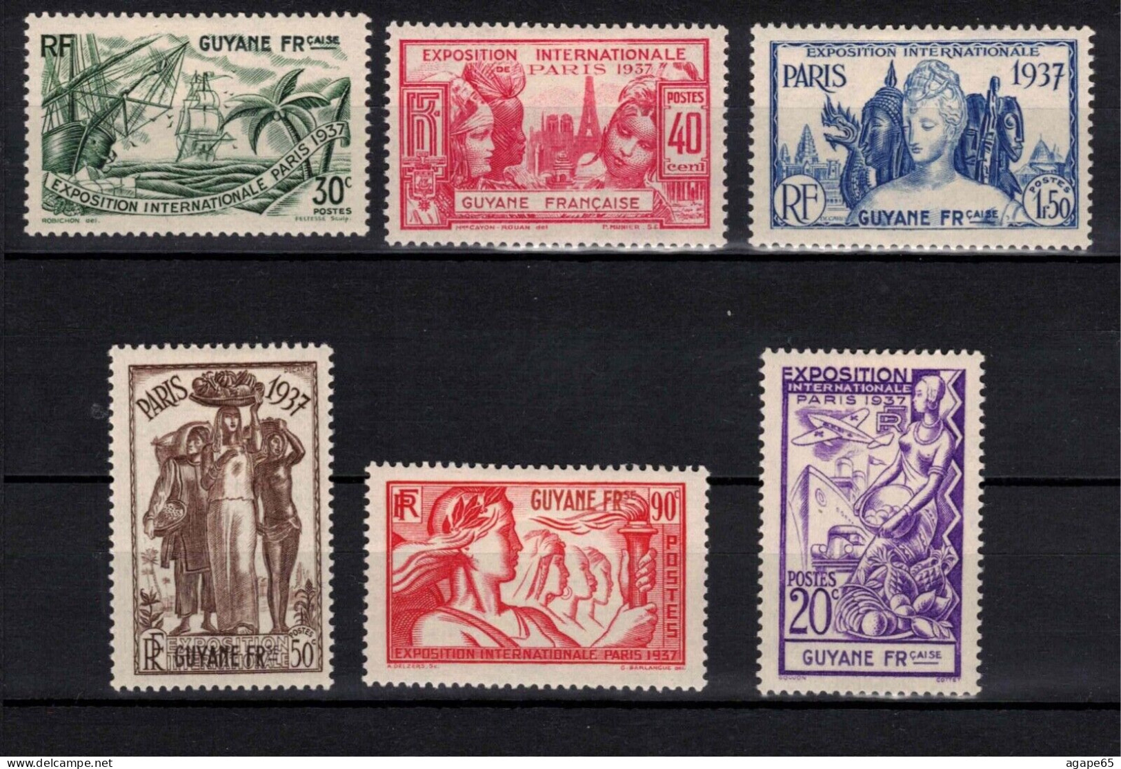 French Guiana, 1937, Exposition Paris Set. MLH. - Oblitérés