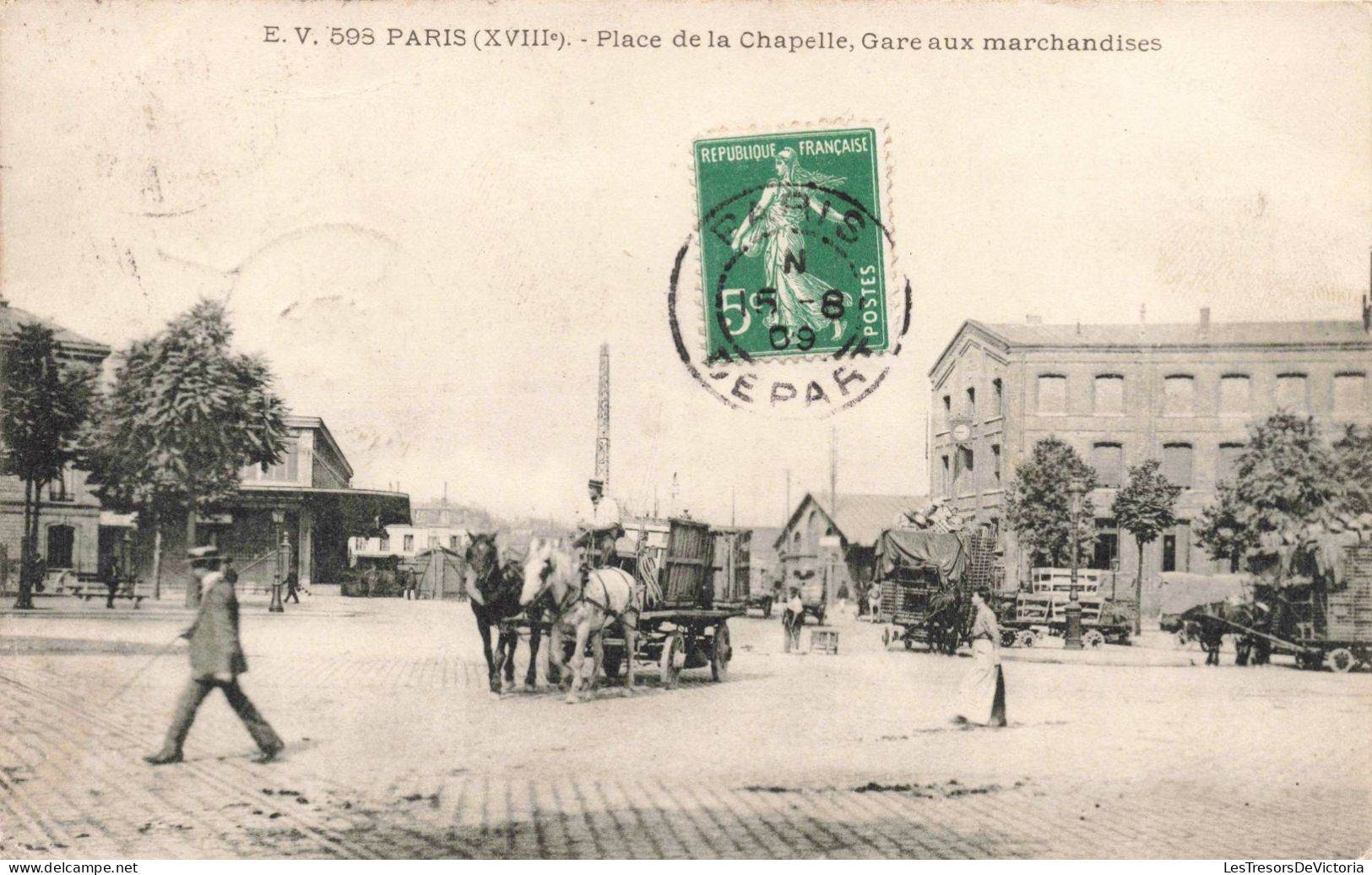 FRANCE - Paris - Place De La Chapelle - Gare Aux Marchandises - Carte Postale Ancienne - Plazas