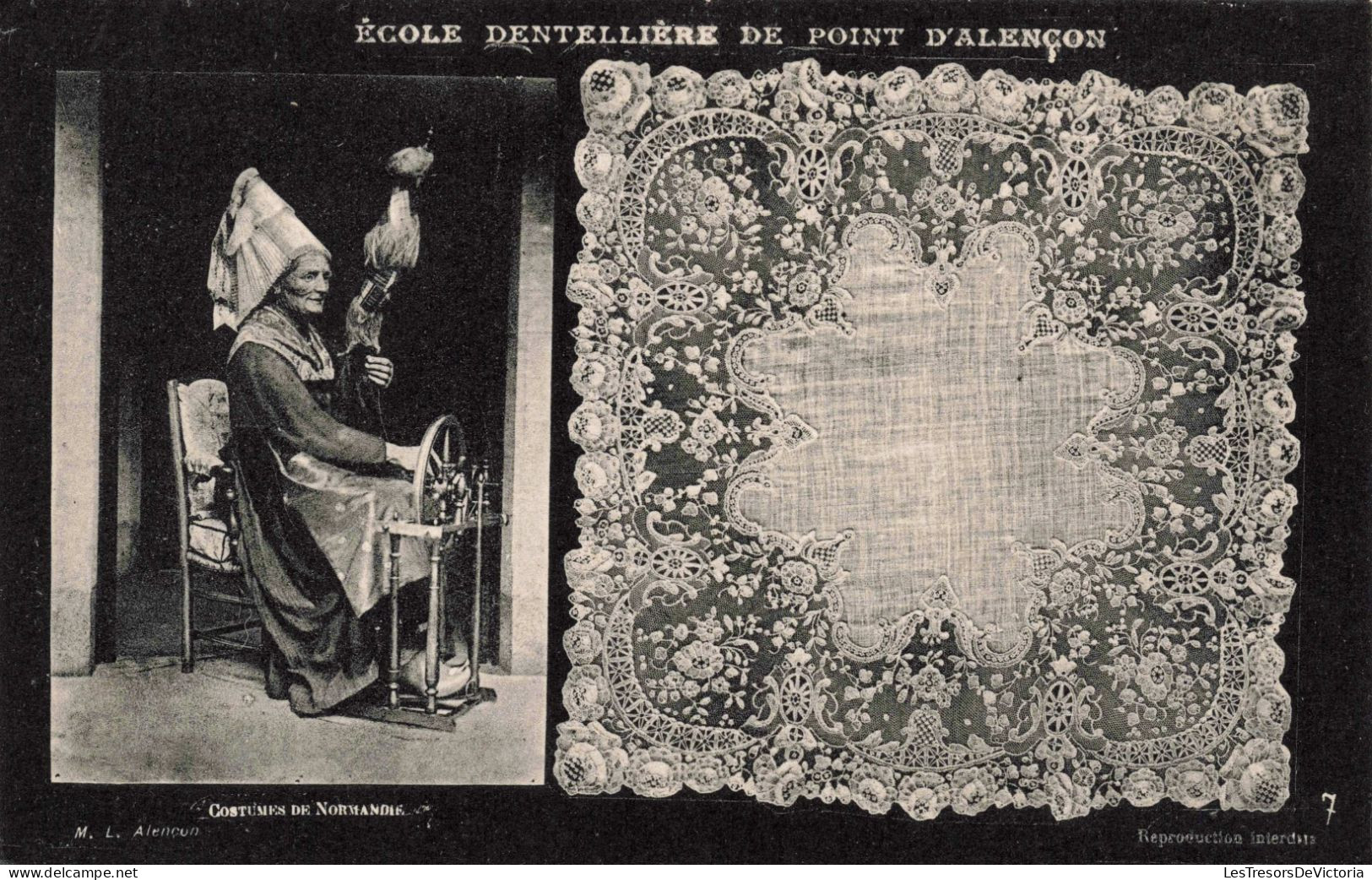 FOLKLORE - Ecole Dentellière De Point D'alençon - Carte Postale Ancienne - Sonstige & Ohne Zuordnung