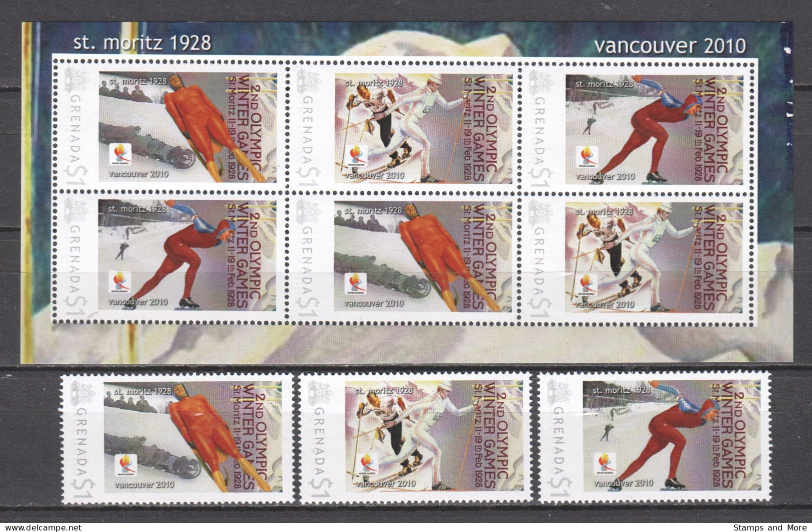 Grenada - Limited Edition Set 02 MNH - WINTER OLYMPICS VANCOUVER 2010 - St Moritz 1928 - Winter 2010: Vancouver