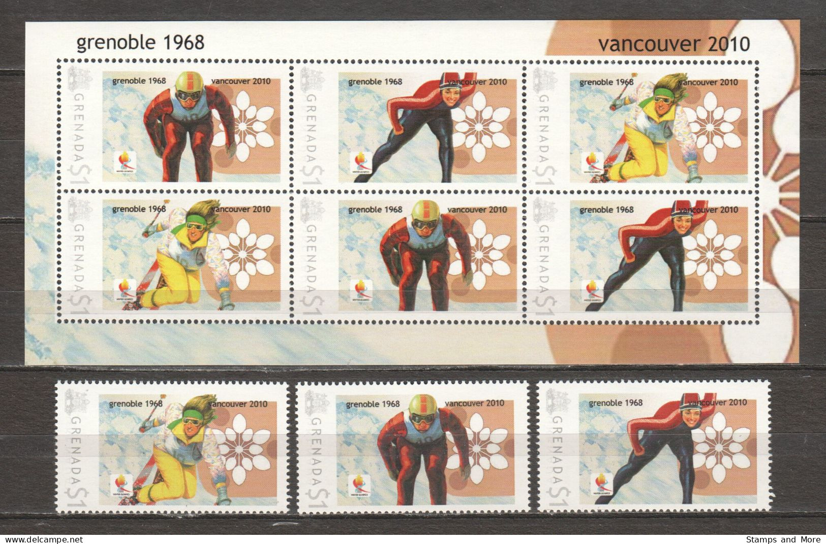 Grenada - Limited Edition Set 10 MNH - WINTER OLYMPICS VANCOUVER 2010 - GRENOBLE 1968 - Hiver 2010: Vancouver