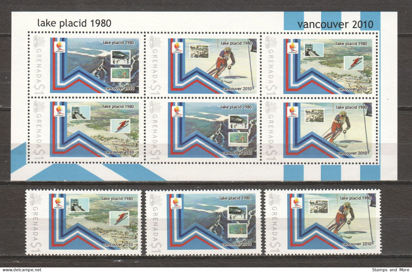 Grenada - Limited Edition Set 13 MNH - WINTER OLYMPICS VANCOUVER 2010 - LAKE PLACID 1980 - Hiver 2010: Vancouver