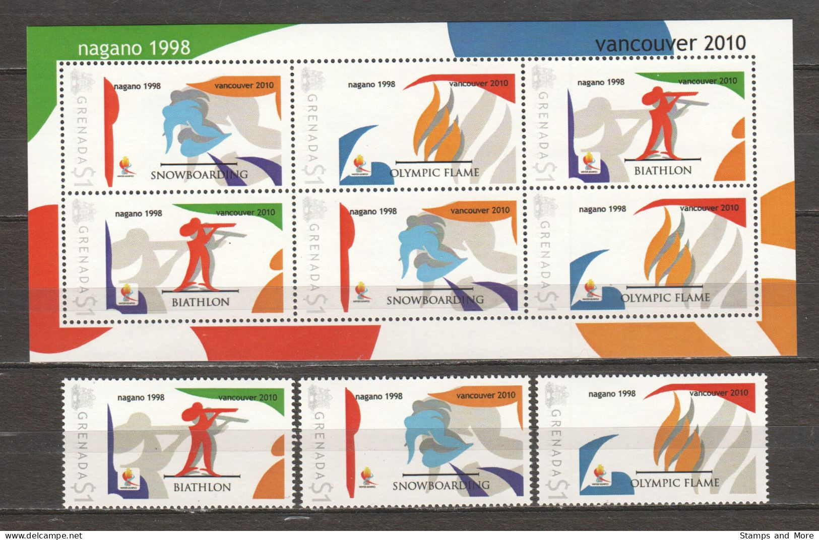 Grenada - Limited Edition Set 18 MNH - WINTER OLYMPICS VANCOUVER 2010 - NAGANO 1998 - Hiver 2010: Vancouver