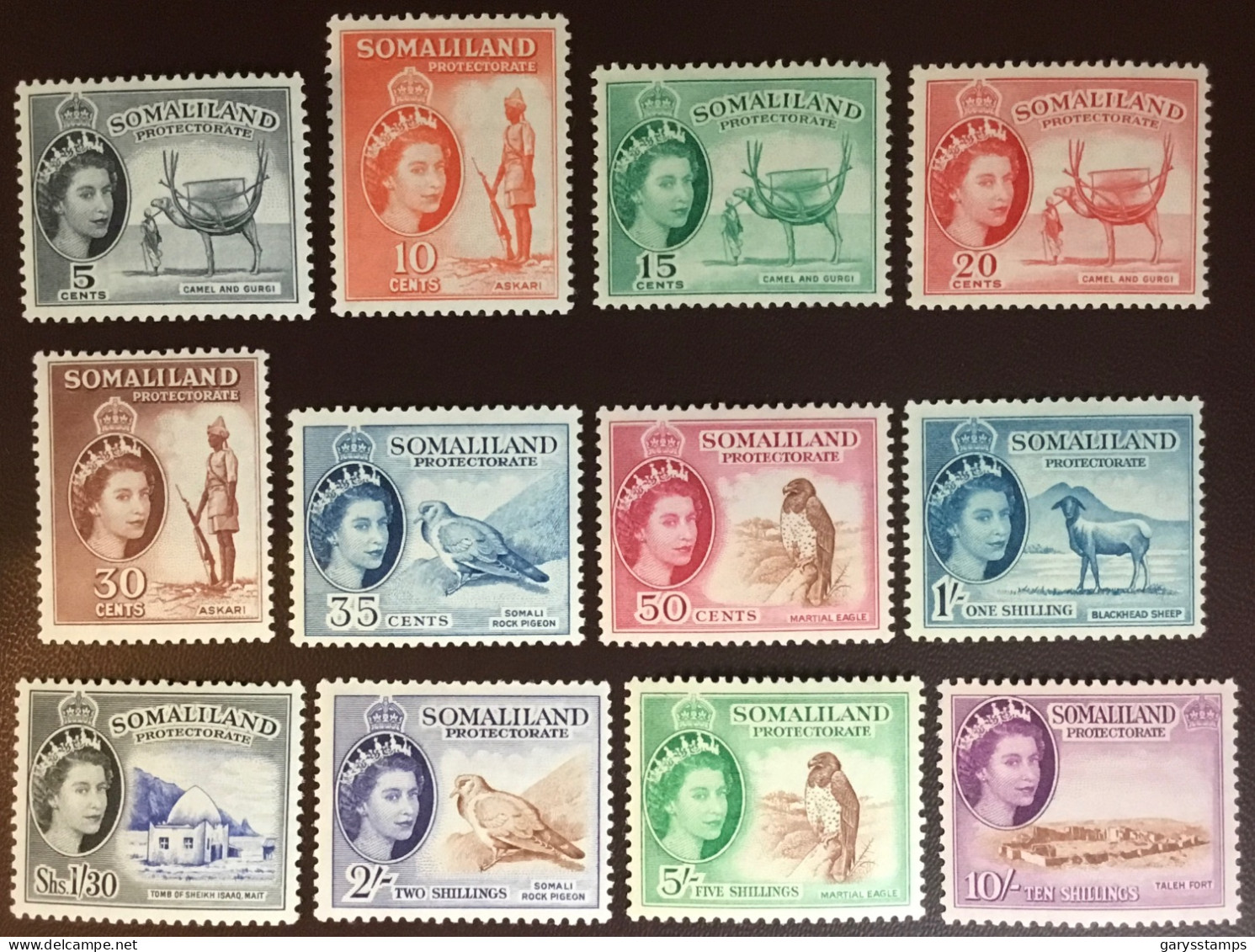 Somaliland Protectorate 1953 - 1958 Definitives Set Birds Animals MH - Somaliland (Herrschaft ...-1959)