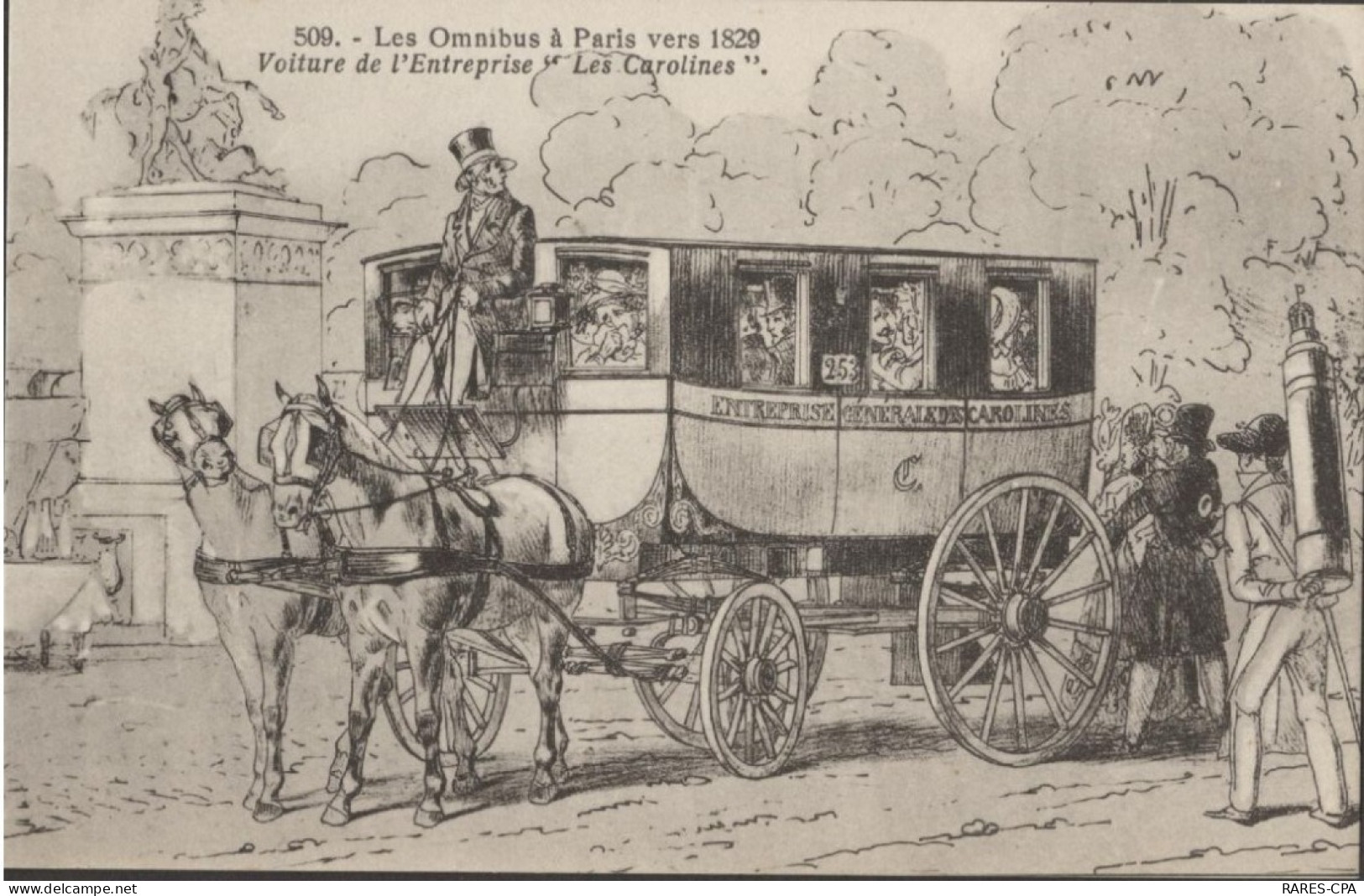 75 VIEUX PARIS - LES OMNIBUS EN 1829 - LOT DE 4 CPA - RCPA 06 - Public Transport (surface)