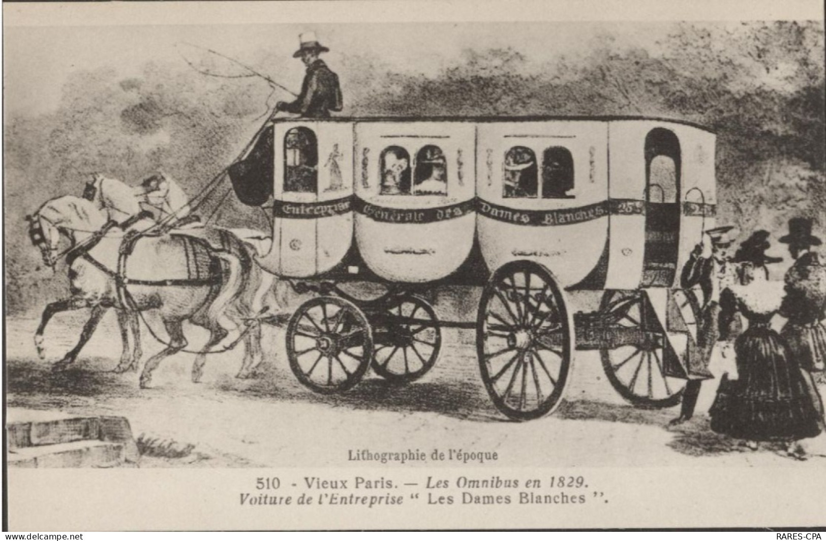 75 VIEUX PARIS - LES OMNIBUS EN 1829 - LOT DE 4 CPA - RCPA 06 - Public Transport (surface)