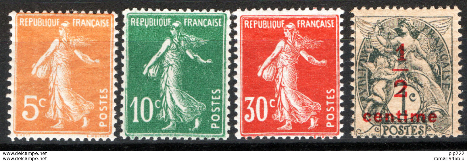 Francia 1921 Unif.157/60 */MVLH VF/F - 1906-38 Semeuse Camée