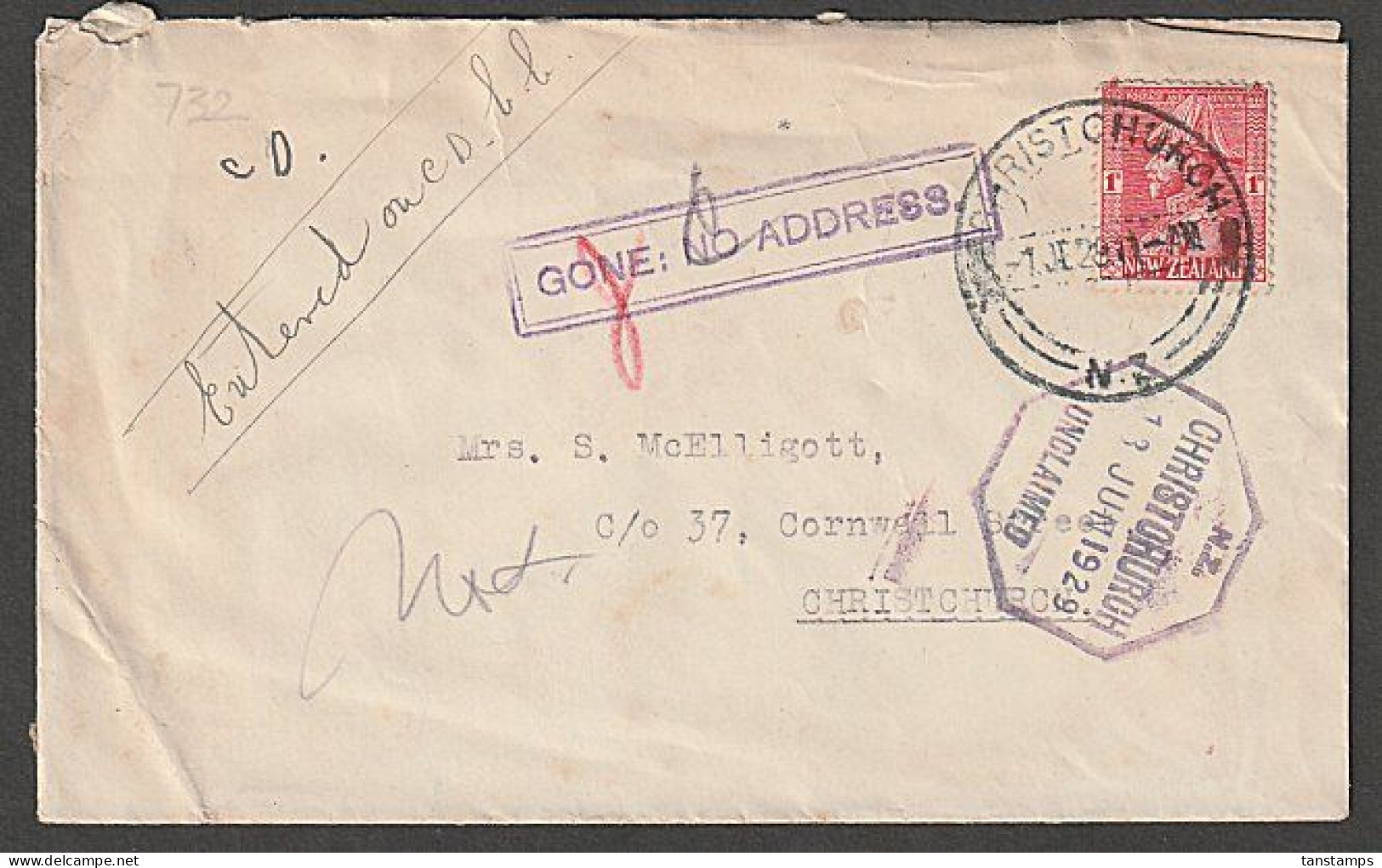 NEW ZEALAND 1d ADMIRAL "GONE NO ADDRESS" - Cartas & Documentos