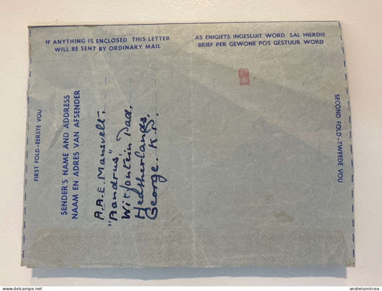 South Africa 1953  Aerogramme To Holland - Airmail