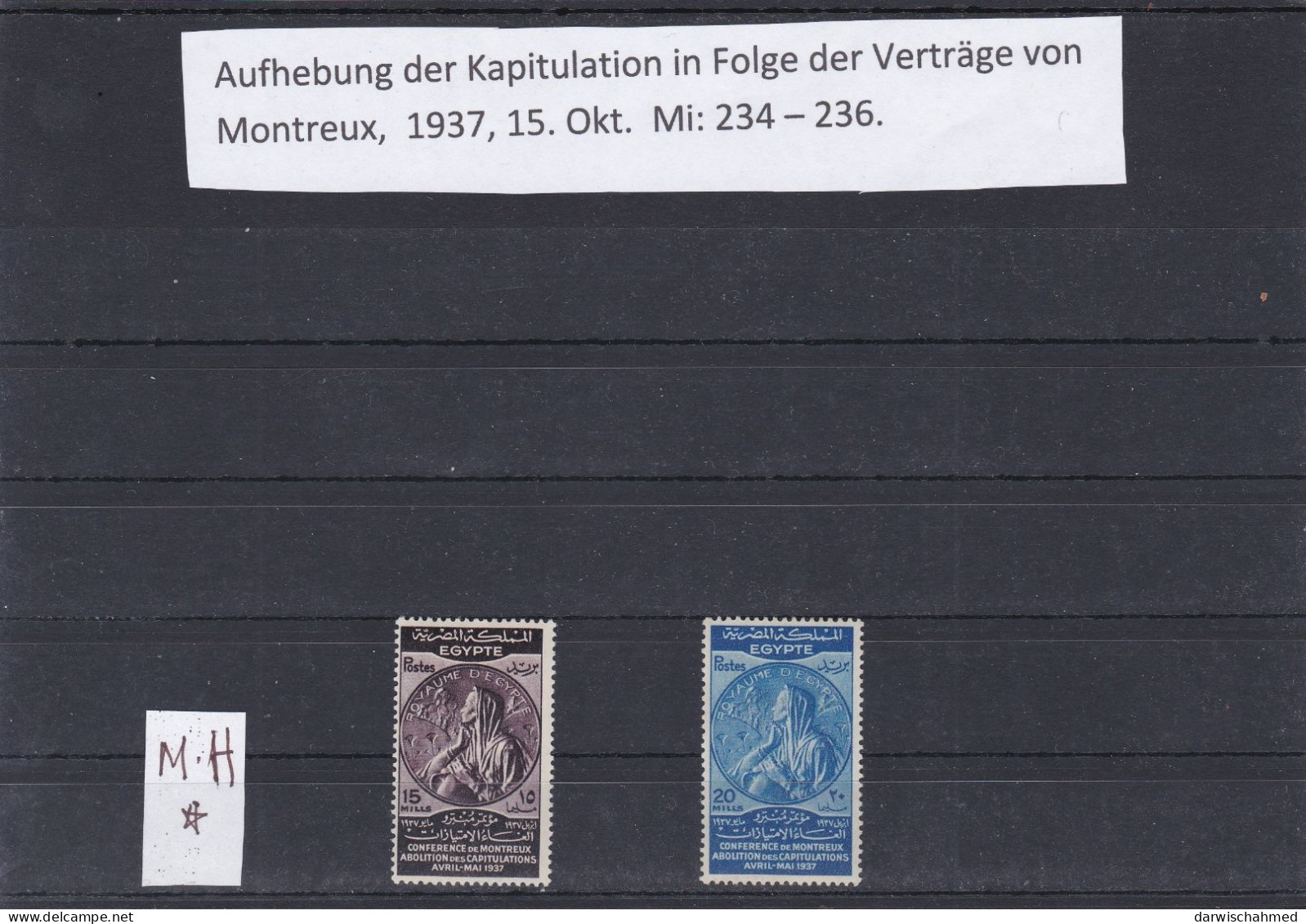 ÄGYPTEN-EGYPTIAN - ÄGYPTOLOGIE - AUFHEBUNG DER KAPITULATION - MONTREUAX 1937 M.H. - FALZ - Nuevos