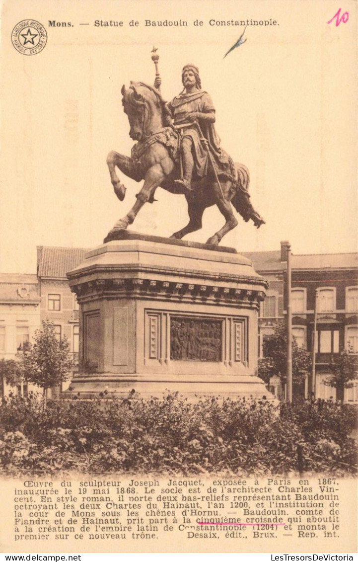 BELGIQUE - Mons - Statue De Baudouin De Constantinople - Carte Postale Ancienne - Mons