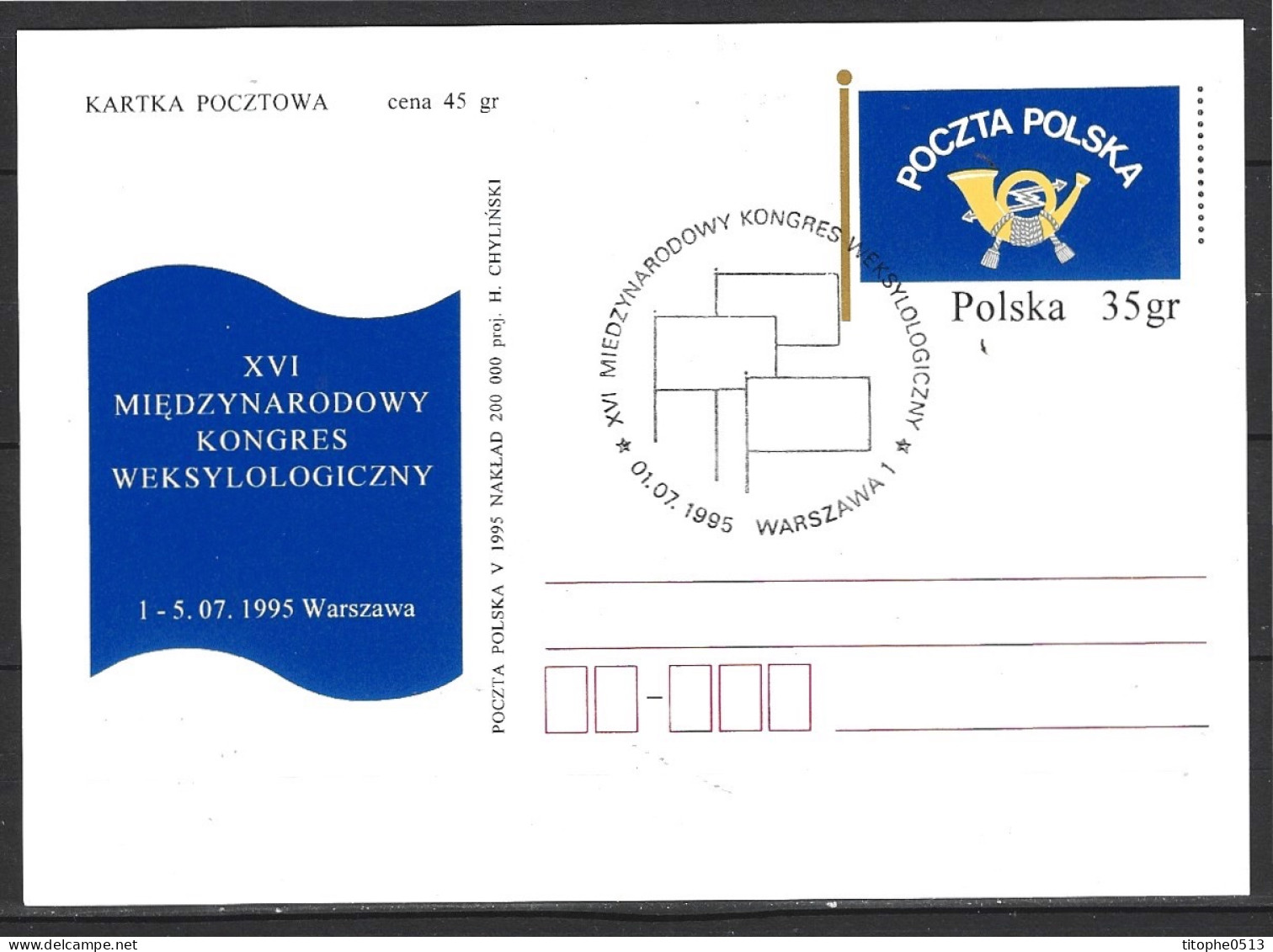 POLOGNE. Carte Commémorative De 1995. Congrès International De Vexillologie. - Altri & Non Classificati