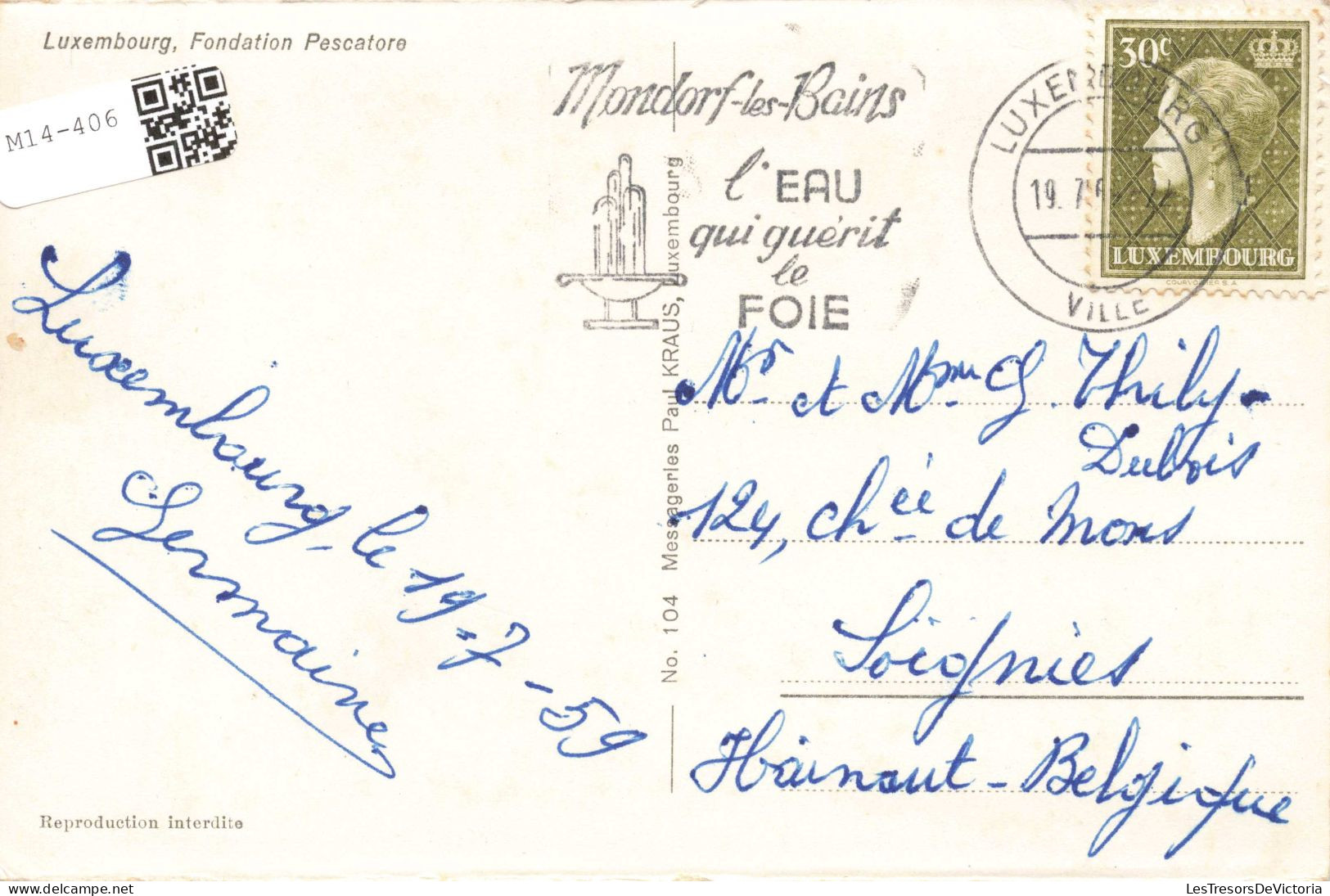 LUXEMBOURG - Fondation Pescator - Carte Postale Ancienne - Luxemburg - Town