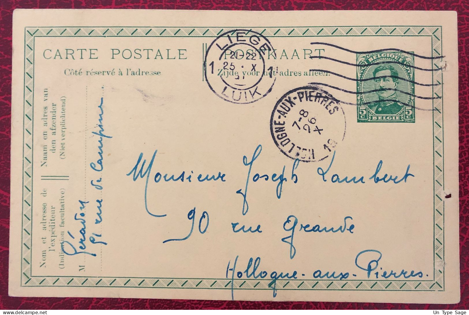 Belgique Entier-Carte, Cachet Liège 25.10.1919 - (C353) - Other & Unclassified