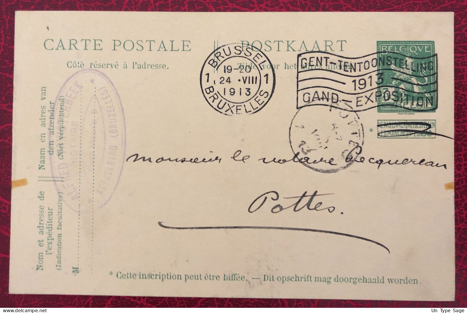 Belgique Entier-Carte, Cachet Bruxelles 24.8.1913 - (C376) - Sonstige & Ohne Zuordnung