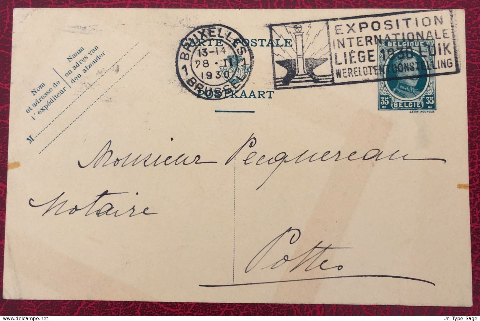 Belgique Entier-Carte, Cachet Bruxelles 28.2.1930 - (C384) - Other & Unclassified