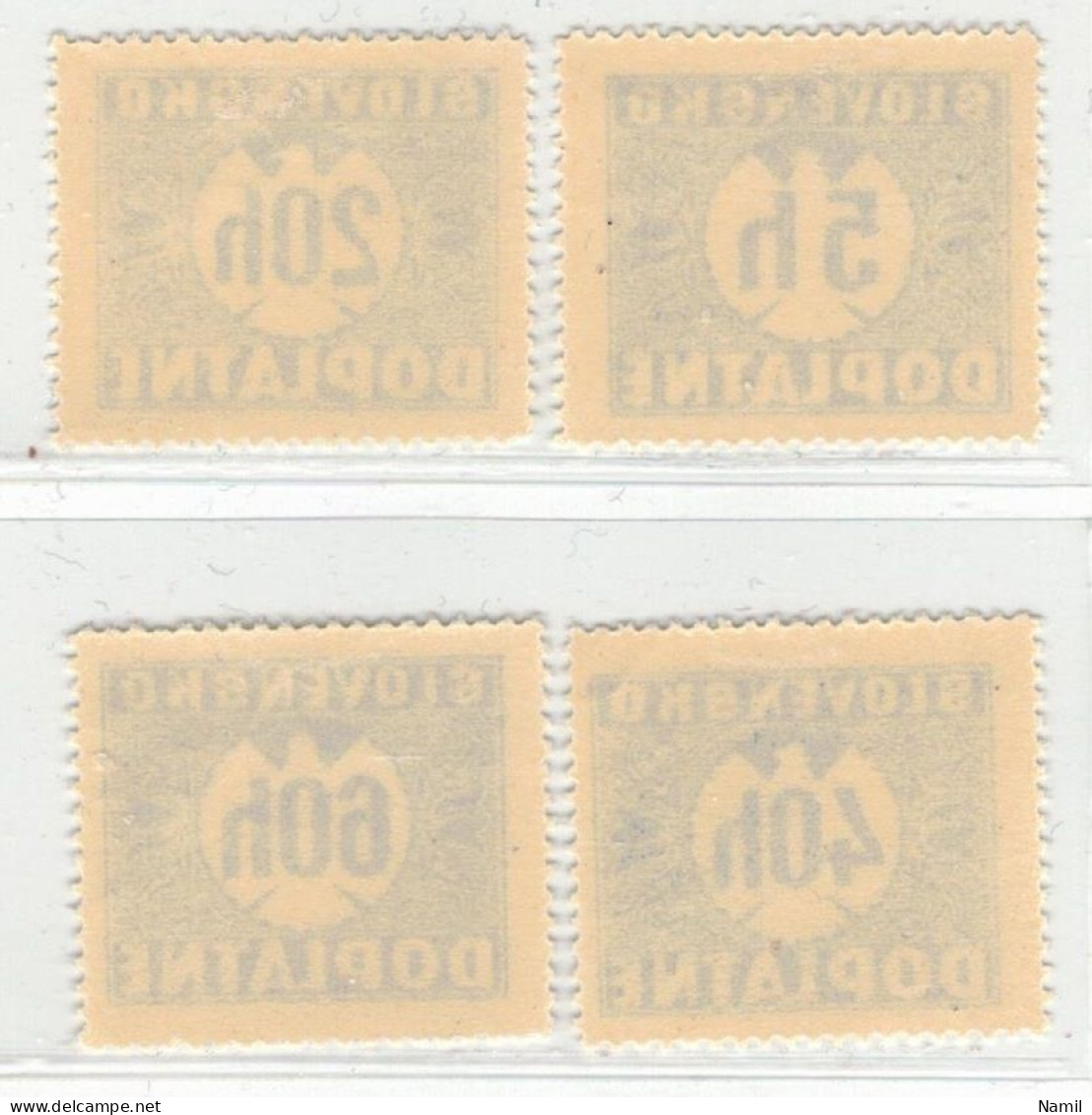 Slovaquie 1939 Mi P 1 Ex (Yv TT 1 Ex), (MH)* Trace De Charniere Propre, Gomme Ligné Verticalement - Ungebraucht