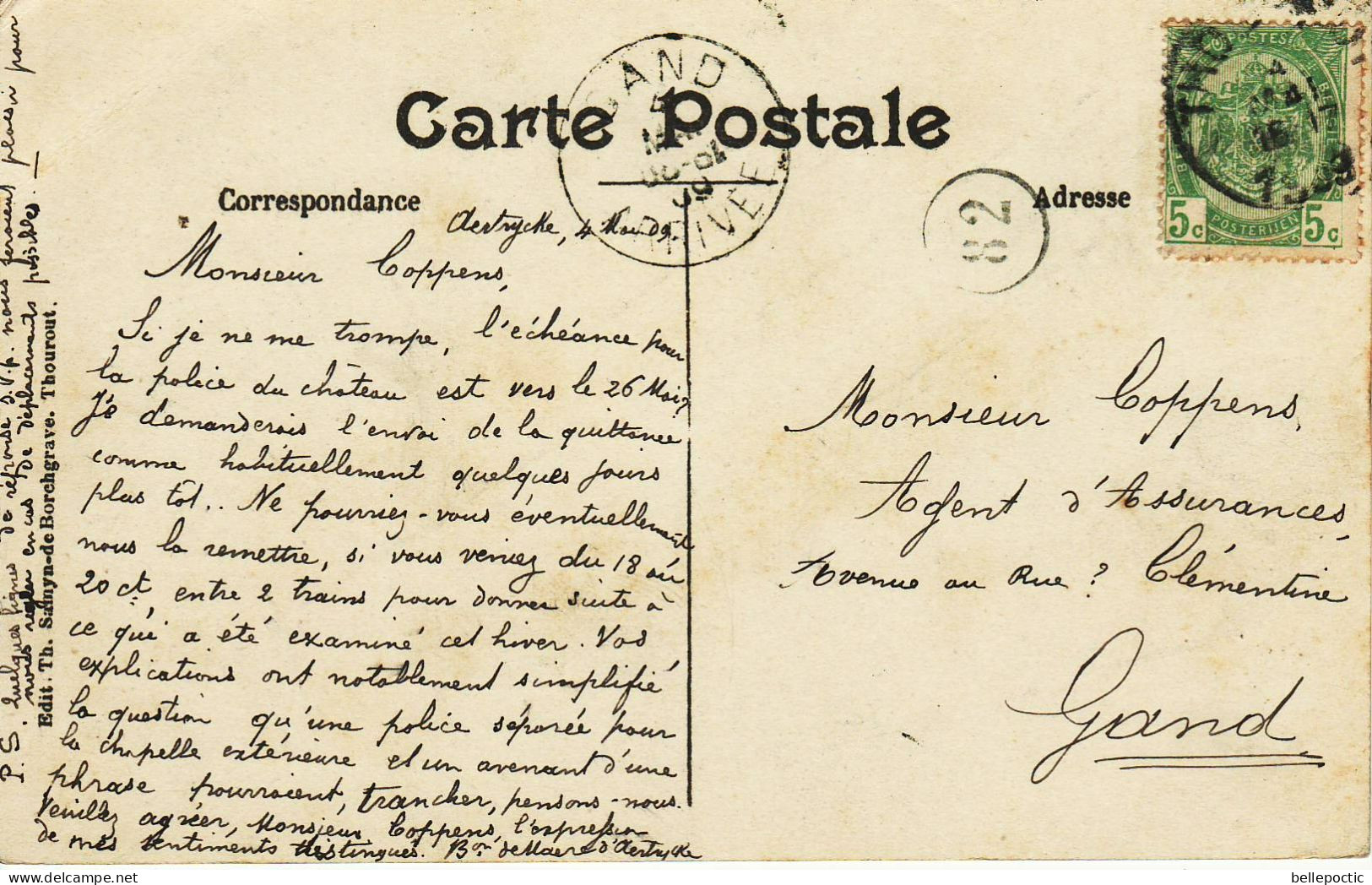 PK Torhout Thourout Aartrijke Kasteel De Maere Château De Maere - 1909 - Gehandtekend Door De Baron !! - Torhout