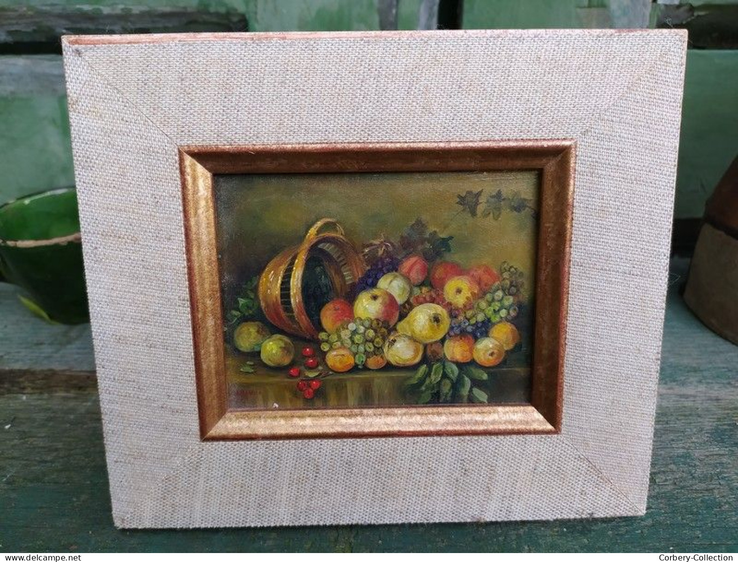 Petit Tableau Nature Morte Aux Fruits Panier Renversé 1950/1960 - Oils