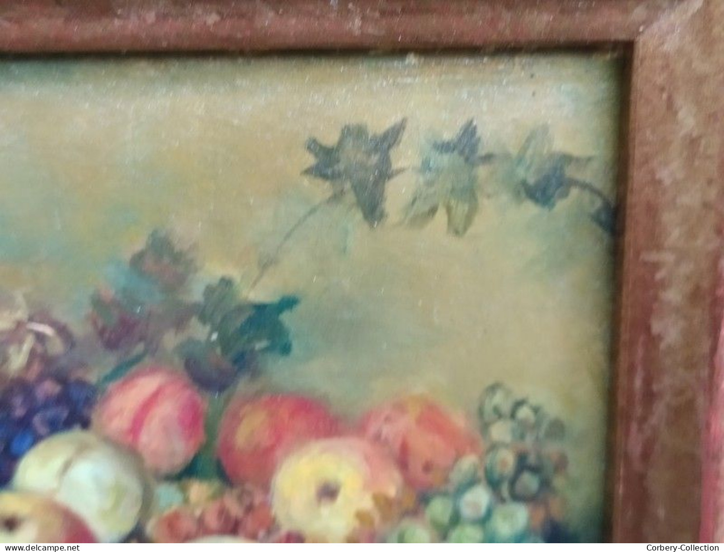 Petit Tableau Nature Morte aux Fruits Panier Renversé 1950/1960